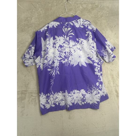 Hilo Hattie Men's Tropical Floral Purple Short-Sleeve Shirt - Picture 6 of 7